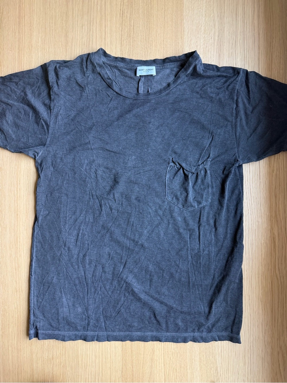 Saint Laurent Paris Washed Black Pocket T-Shirt XS Made in Italy
